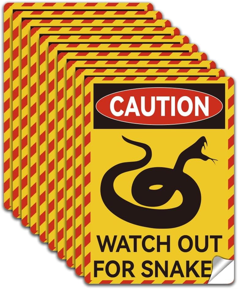 Watch Out Snake 10Pcs Caution Watch Out For Snakes Label Decal Sticker PVC Warning ...