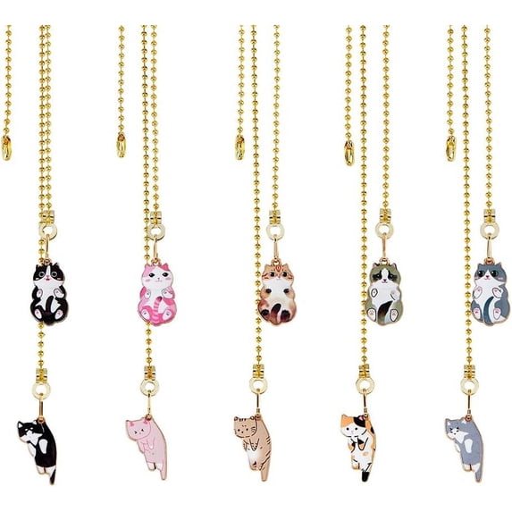 10Pcs Ceiling Fan Pull Chain Extenders 13.7 Inch Enamel Cat Charm Light Pull Chain Adjustable Decorative Extension Connector Hanging Ornaments for Lighting Lamp Decor