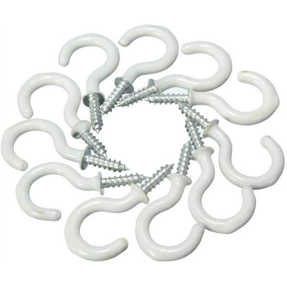 10Pcs Ceiling Hooks, Wall Mounted Mug Shouldered Hanger Practical Screw-in Cup Hooks Heavy Duty Metal Kitchen Hanger for Indoor Outdoor(2 inch White)