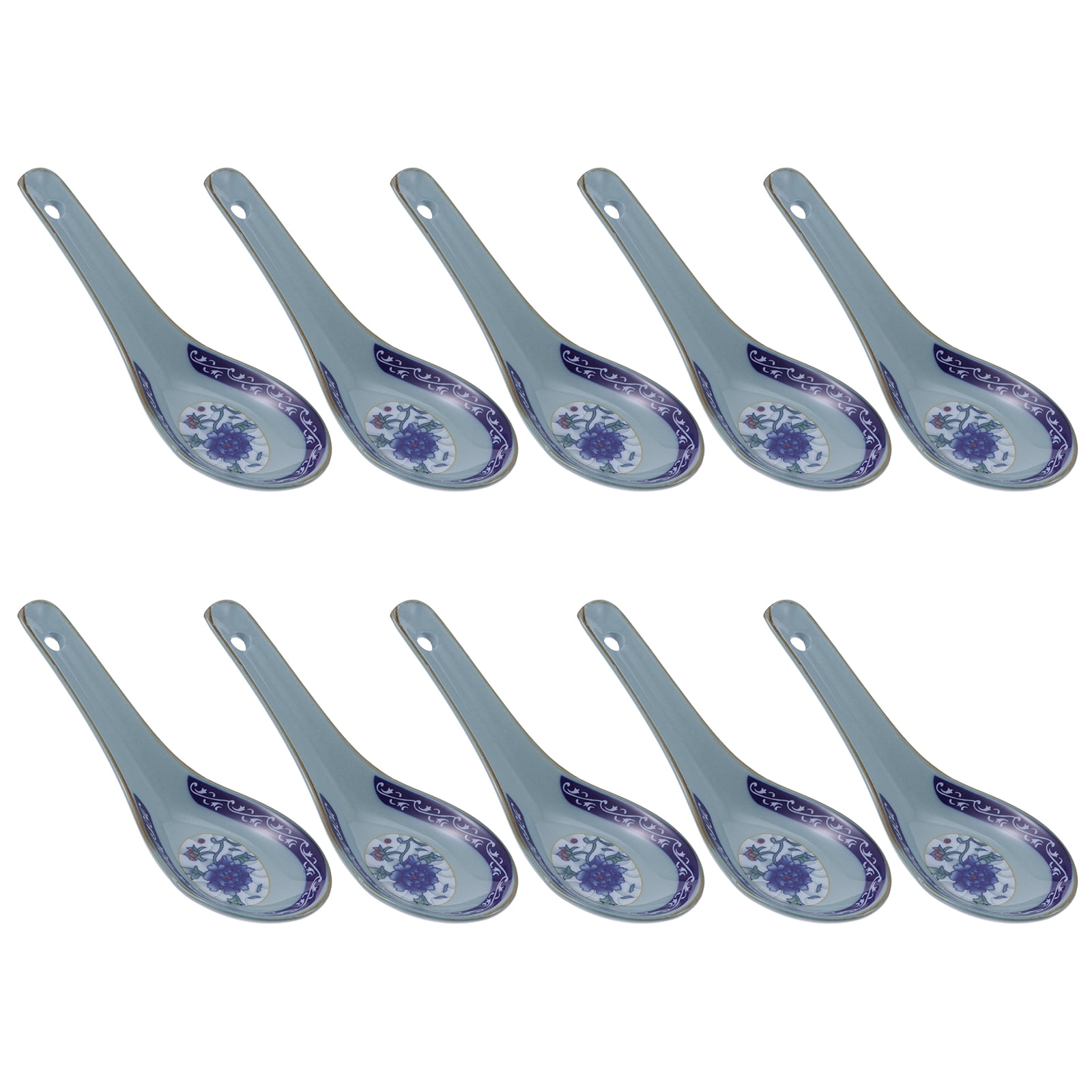 10Pcs Oriental Asian Ceramic Soup Spoons, Chinese Style, Random Pattern ...