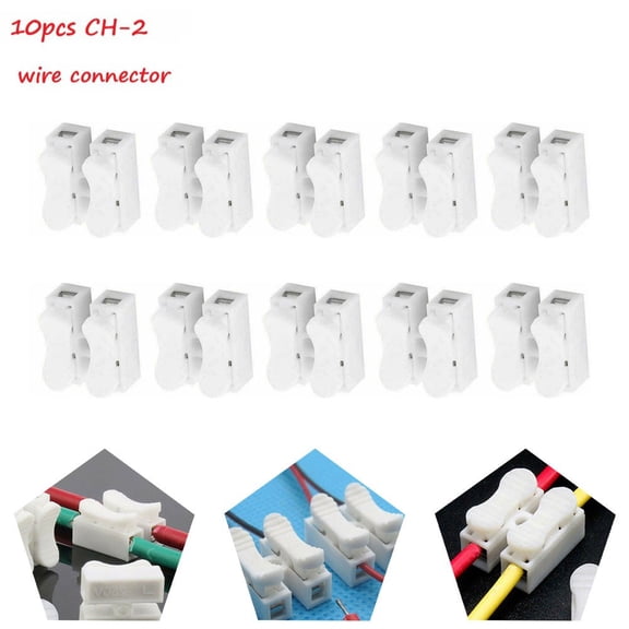 10Pcs Ch-2 Cable Spring Wire Connector Electrical Terminal Connector 2 Holes