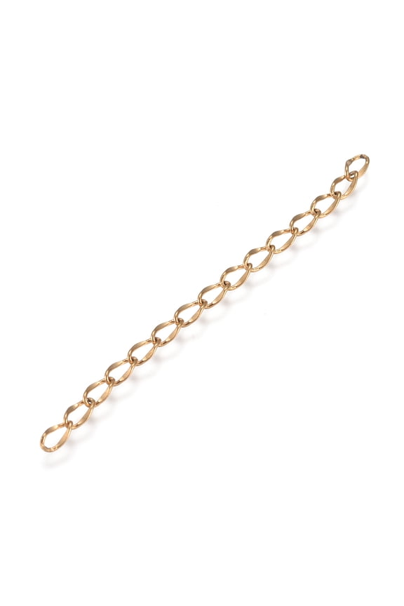 10Pcs Chains Extender 304 Stainless Steel Dapped Curb Chain Removable Chain Extension Golden Tails Chain DIY Jewelry Making