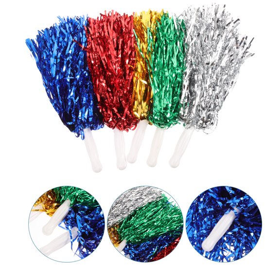 10Pcs Cheering Squad Pompoms Handled Cheering Poms Sports Events Dance Party Pompom Props