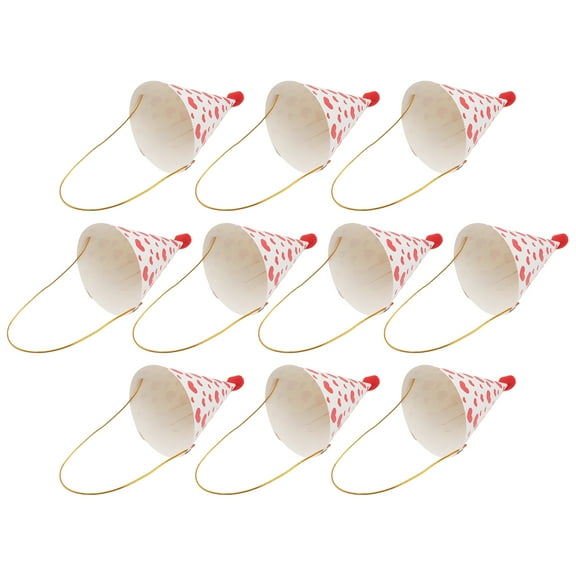 10Pcs Birthday Party Hats Decorative Birthday Kid Disposable Headdress (Red)
