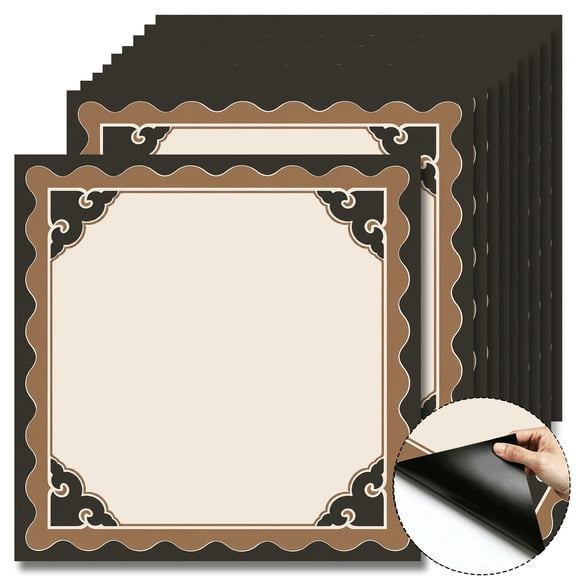 10Pcs Chinese Auspicious Cloud Peel and Stick Floor Tiles, 12x12 Covers 10 Sq. Ft. Self-Adhesive DIY Vinyl Flooring, Removable Waterproof Tile Sticker for Bathroom, Kitchen, Wall, Bedroom & Home