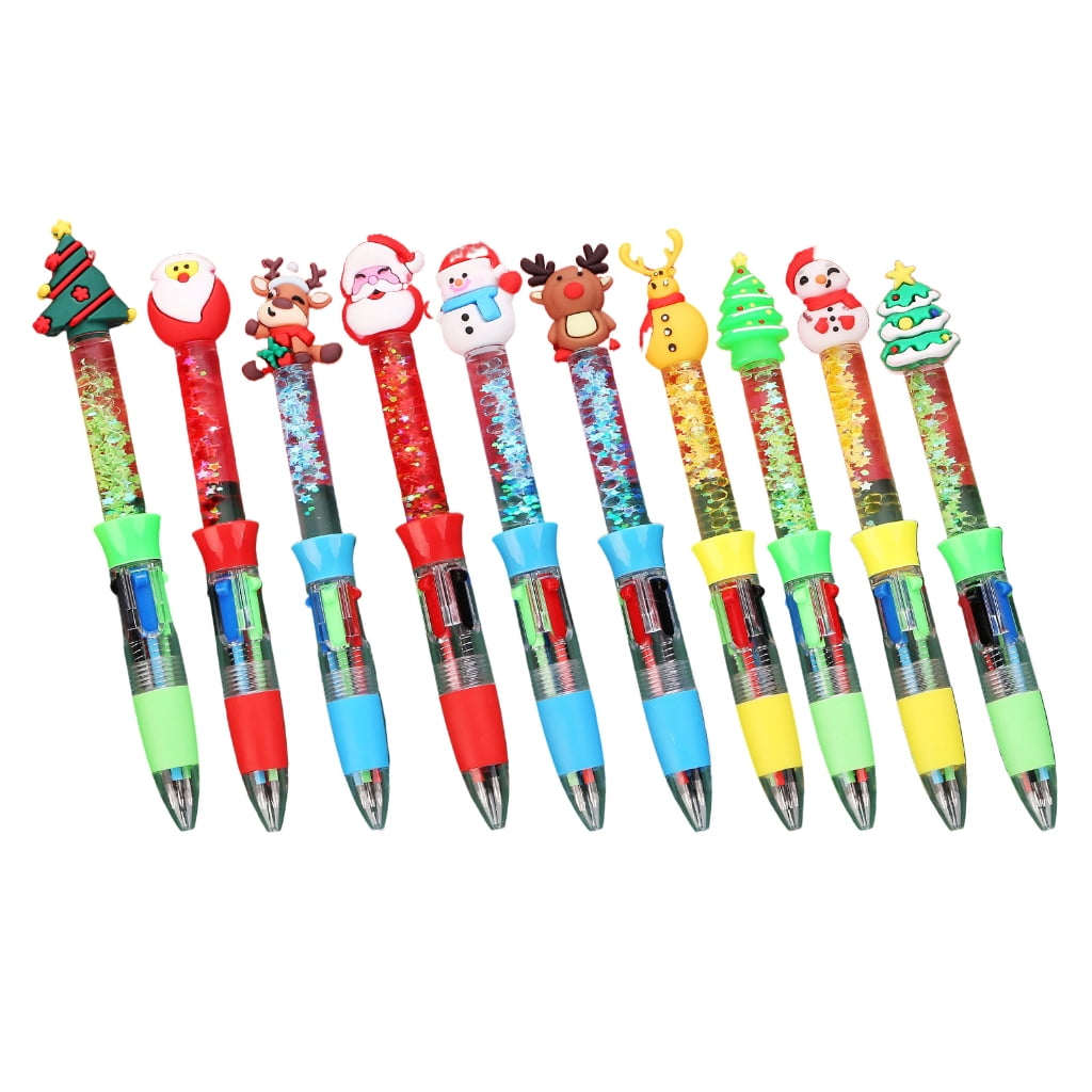 10Pcs Christmas Multicolor Pen 4-Color-in-1 Writing Pen Retractable ...
