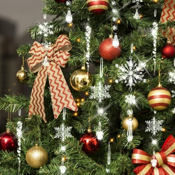 10Pcs Christmas Snowflake Ornaments Decorations,Crystal Ornaments Set for Christmas Tree Decor Winter Wonderland Birthday New Year Party Supplies