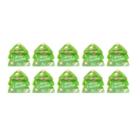 10Pcs Christmas Tree Shaped Goodie Bags, Sealed Snack Bags For Candy, Cookies, Holiday Party Favors, Gift Packaging, Festive Design
