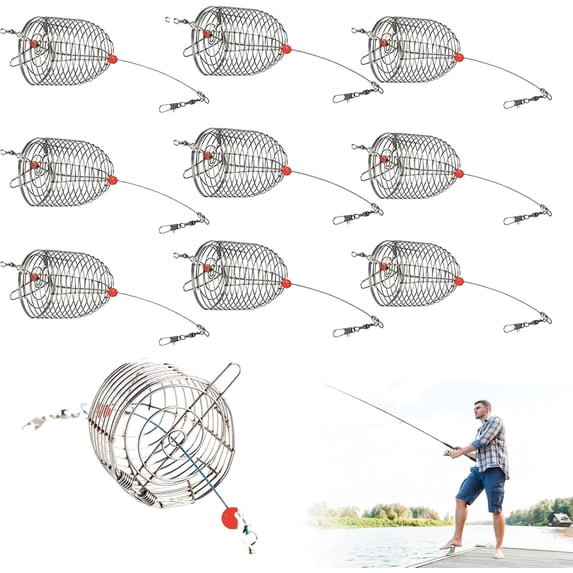 10Pcs Chum Rig Basket,304 Stainless Steel Bait Fish cage,Catfish Bait ...