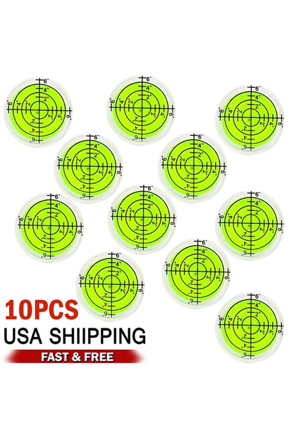 10Pcs Circular Bubble Level Bullseye Degree Marked Surface Round Spirit Levels