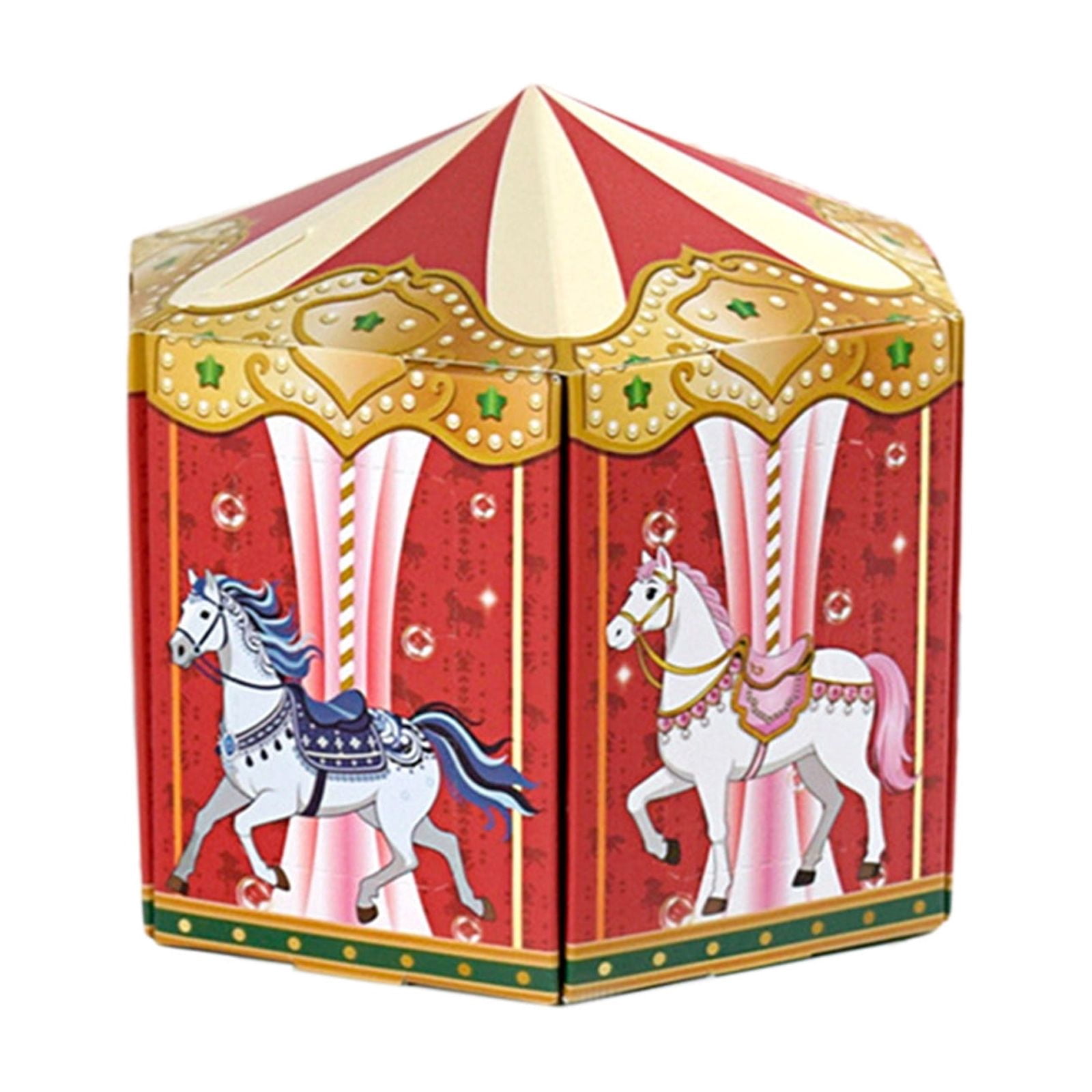10Pcs Circus Carnival Christmas Treat Gift Boxes, Vintage Carousel ...