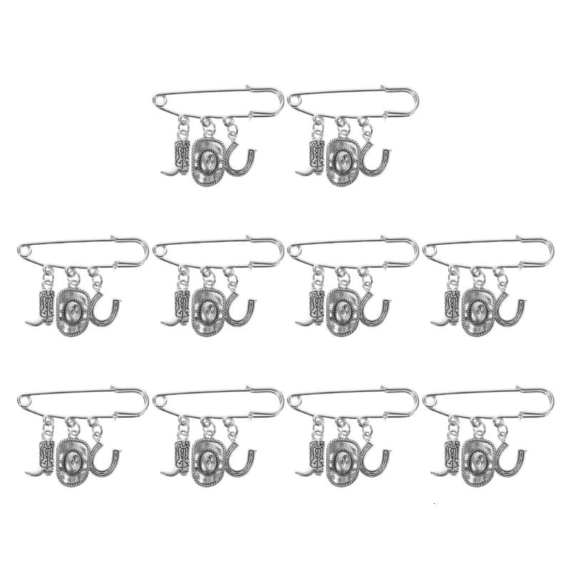 10Pcs Classical Western Cowboy Jewelry Pin Brooch Fashionable Safety Laple Pin Chest Ornament Clothing Decoration