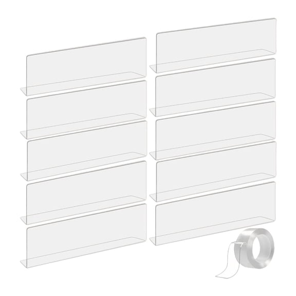 10Pcs Clear Acrylic Shelf Barriers Strong PVC Shelf Guards Versatile PVC Rack Organizers for Organized Storage