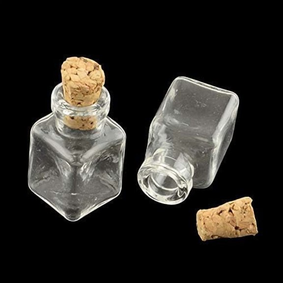 10Pcs Clear Cuboid Glass Bottle Glass Bottles with Cork Stopper Wishing Bottle for DIY Art Craft Bead Containers Jewelry Crafts Supplies Valentine's Day Elegant Gifts 25x14x14mm