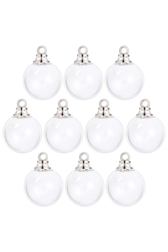 10Pcs Clear Glass globe Charm Screwable Alloy Transparent Glass Pendants Round Charms Platinum Pendant Kits Glass DomeDIY
