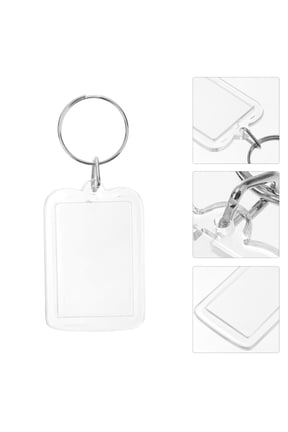 10Pcs Clear Acrylic Blank Insert Keyring with Split Ring for Custom Photo Keychains