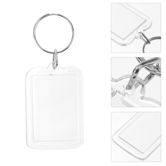 PENIKOKO 10Pcs Clear Acrylic Blank Insert Keyring with Split Ring for Custom Photo Keychains