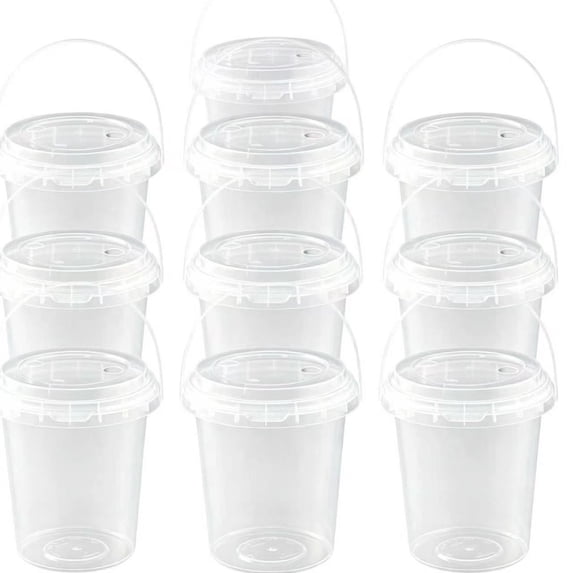 10Pcs Clear Drink Tumblers with Handle, Leakproof Single-Hole Lid & Straw, 1000ml Reusable Iced Coffee Cups for Fruit Juice, Smoothies, Home Parties & Cafe Use