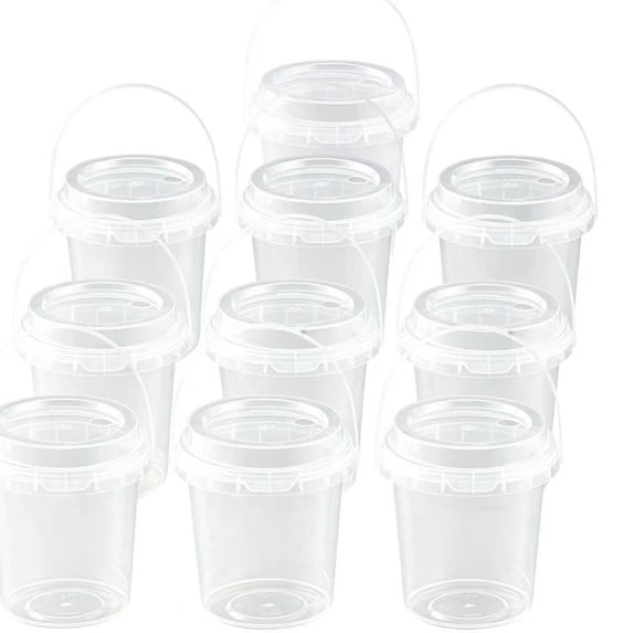 10Pcs Clear Drink Tumblers with Handle, Leakproof Single-Hole Lid & Straw, 700ml Reusable Iced Coffee Cups for Fruit Juice, Smoothies, Home Parties & Cafe Use