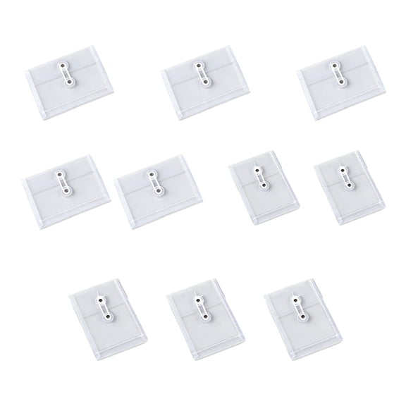 10Pcs Clear Plastic File Bag with String Closure Waterproof Document Envelope Receipts Organiser Pouches for Offices