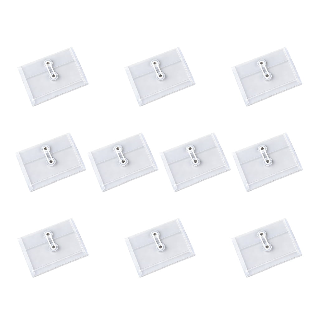10Pcs Clear Plastic File Bag with String Closure Waterproof Document ...