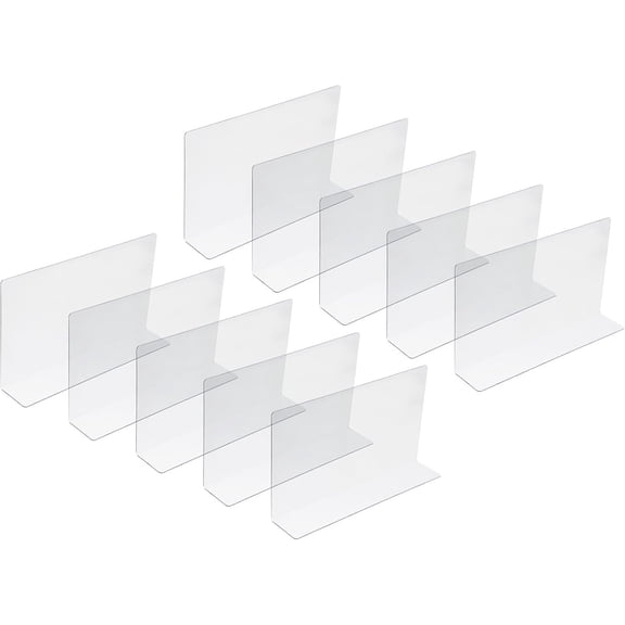 10Pcs Clear Plastic Shelf Dividers 7.87X2.36X1.18In L-Shaped Store Goods Separators for Supermarket and Home Kitchen Commodity Classification Organizer