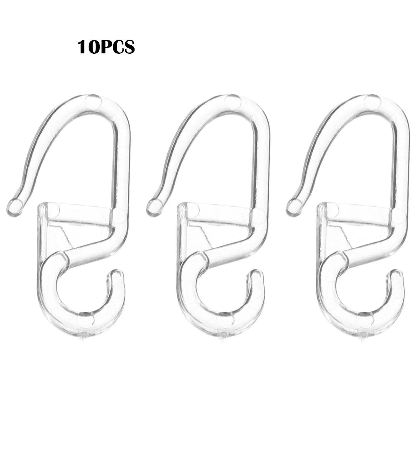 10Pcs Clear Plastic Shower Curtain Hooks Adjustable Pinch Pleat Drapery Rings