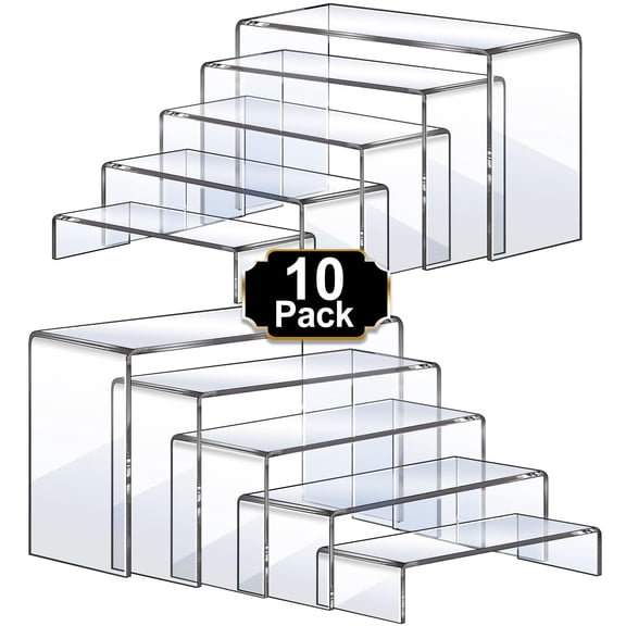 10Pcs-Clear Rectangular Furniture Risers Display Stands