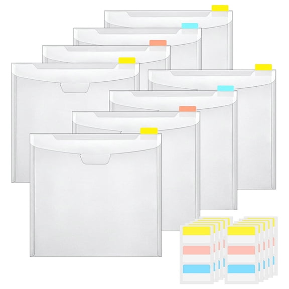 10Pcs Clear Scrapbook Paper Organizers with Sticky Indexes Tabs Holds Scrapbook Paper Scrapbook Paper Storage Organizers