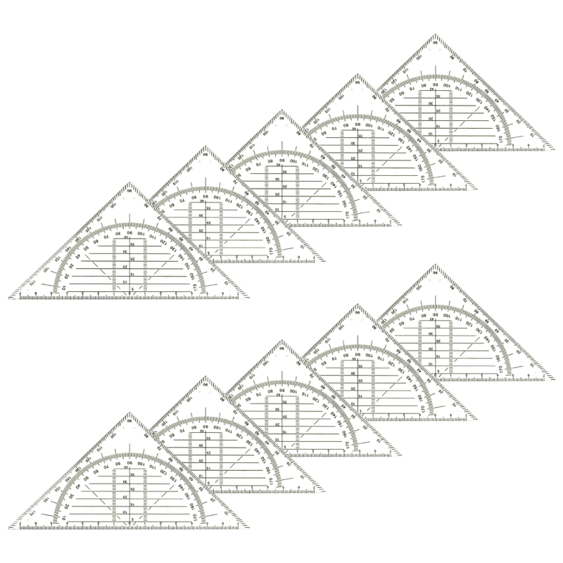 Clear Square Protractor 10Pcs Clear Set Square with 180 Degrees Protractors Geometry Drafting ...
