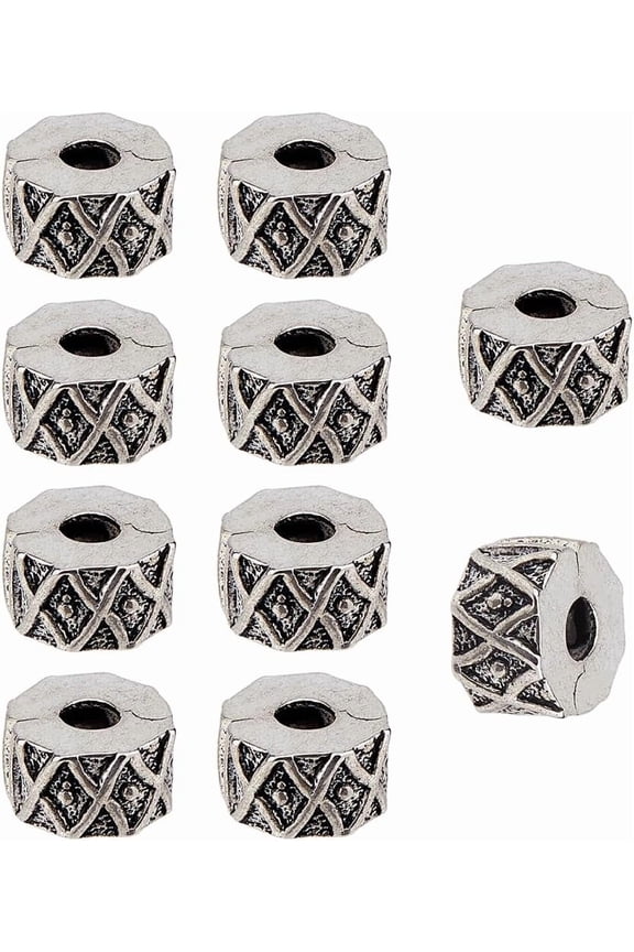 10Pcs Clip Lock Clasp Beads Antique Silver Clip Lock Beads Charms Alloy Spacer Beads Stopper O-Rings Fit European Style Bracelet