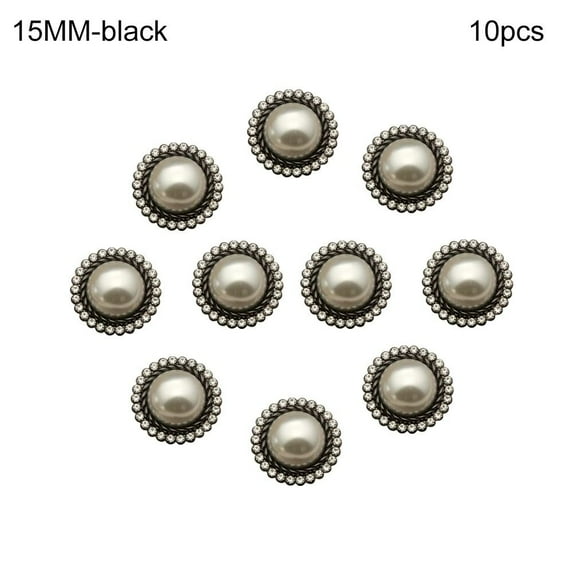 10Pcs Clothing Accessories DIY Sewing Button Pearl Clothing Buttons Sewing Accessories Shirt Buttons Shiny Rhinestone BLACK 15MM 10PCS