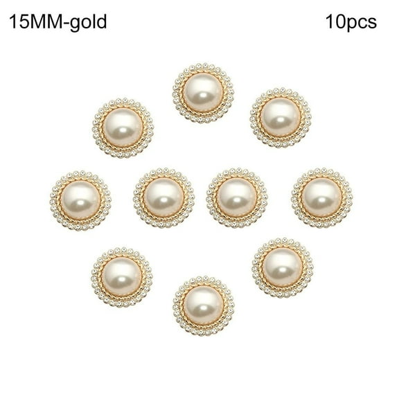 10Pcs Clothing Accessories DIY Sewing Button Pearl Clothing Buttons Sewing Accessories Shirt Buttons Shiny Rhinestone GOLD 15MM 10PCS