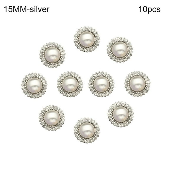 10Pcs Clothing Accessories DIY Sewing Button Pearl Clothing Buttons Sewing Accessories Shirt Buttons Shiny Rhinestone SILVER 15MM 10PCS