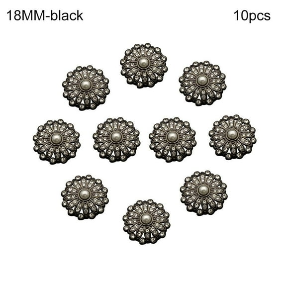 10Pcs Clothing Accessories Sewing Button Needlework Shirt Buttons Sewing Accessories Pearl Clothing Buttons Shiny Rhinestone BLACK 18MM 10PCS