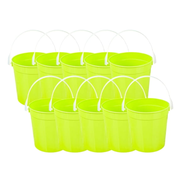 10Pcs Cocktail Buckets With Handles Transparent Party Ice Pails Reusable Snack Fruit Storage Buckets For Summer Pool Beach Party(Green-12.2X9.6Cm)