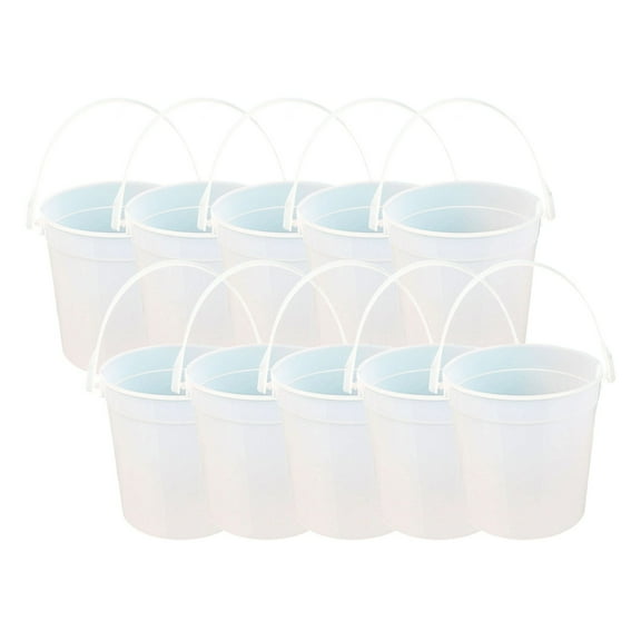 10Pcs Cocktail Buckets With Handles Transparent Party Ice Pails Reusable Snack Fruit Storage Buckets For Summer Pool Beach Party(White-12.2X9.6Cm)