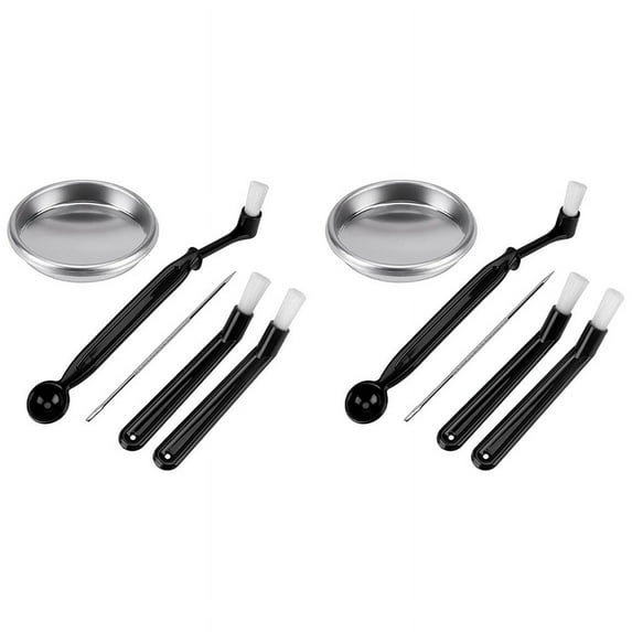 10Pcs Coffee Machine Brush with Spoon Coffee Grinder Brush Coffee Machine Group Head Cleaning Metal Blind Bowl