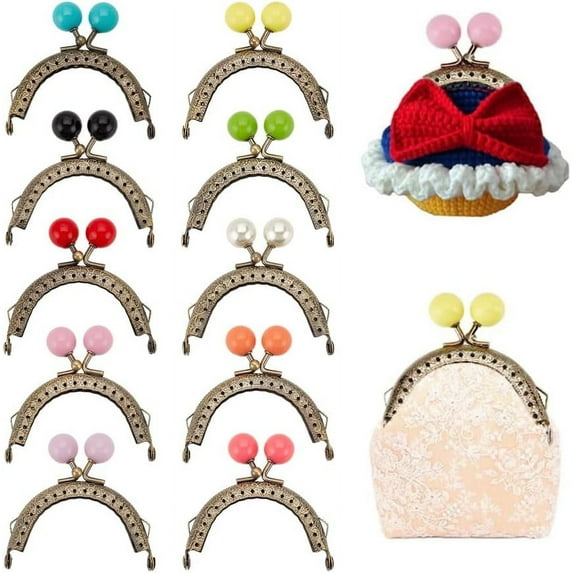 10Pcs Coin Purse Clasp 2.85Inch Metal Purse Frame Bag 10 Colors Arch Kiss Bag Clasp Handle Lock Clutch Frames Clip for DIY Purse Making DIY Craft Bag Handle Sewing
