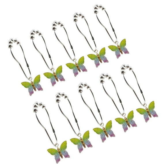 10Pcs Colorful Acrylic Butterfly Shower Curtain Rings Rusts Resistant Decorative Curtain Hooks for Bathroom Accessories