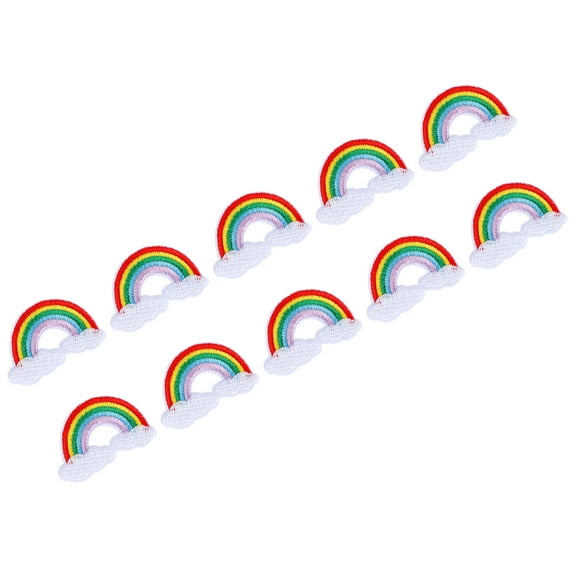 10Pcs Colorful Cloth Patch Cloud Rainbow Pattern Embroidery Applique Decoration Supplies