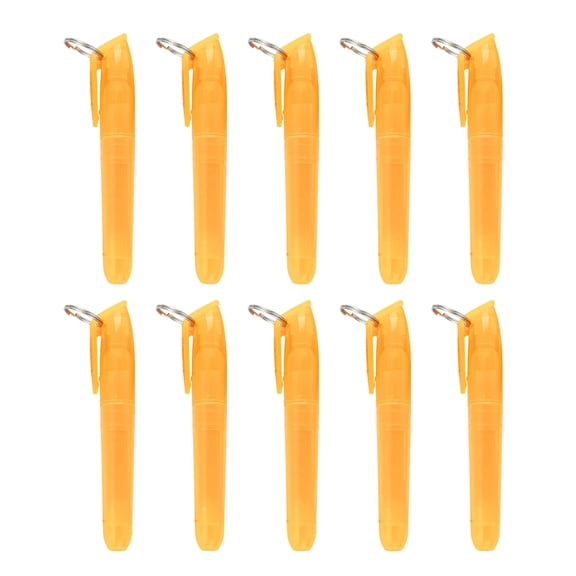 10Pcs Colorful Highlighter with Metal Round Keyring Obliqued Tip Marker Pen Quick Dry for Scrapbooking Calendar Journal