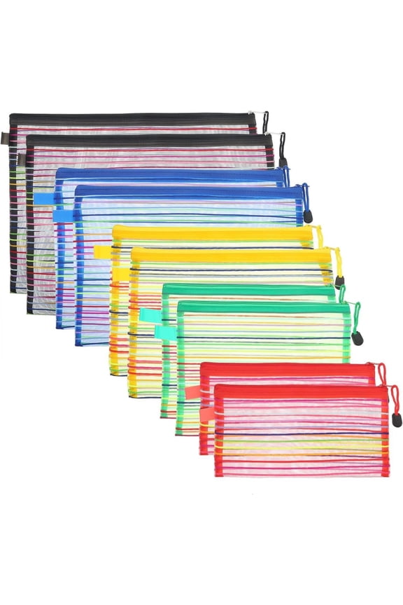 10Pcs Colorful Mesh Zipper Pouch Bags, Multipurpose Cosmetics Toiletry Travel Small Pouch Storage for Offices Supplies Accessories