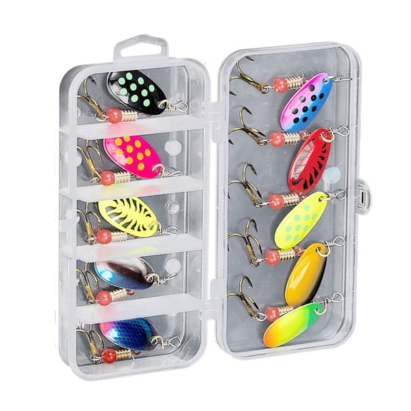 10Pcs Colorful Metal Spinner Baits Set Trout Fishing Lures Sequins Baits Treble Hook Hard Metal Baits Crankbaits Enduring