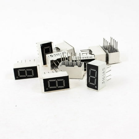 10Pcs Common Cathode 1Bit 7Seg DIP Digital Tube 0.36inch Display Red 10-Pin