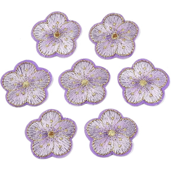 10Pcs Computerized Embroidery Non Woven Fabric Self-Adhesive Patches with Polyester Thread Costume Accessories Flower Medium Orchid 32x33x2mm Medium Orchid