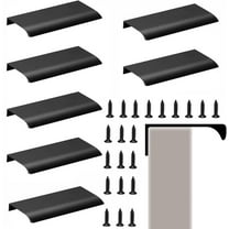 10Pcs Concealed Kitchen Cupboard Handles,Happon 150mm/5.9inch Back Mount Finger Edge Pull,Hidden Drawer Pulls,Finger Drawer Handles for Cabinet, Kitchen, Closet, Wardrobe, Door (Black)