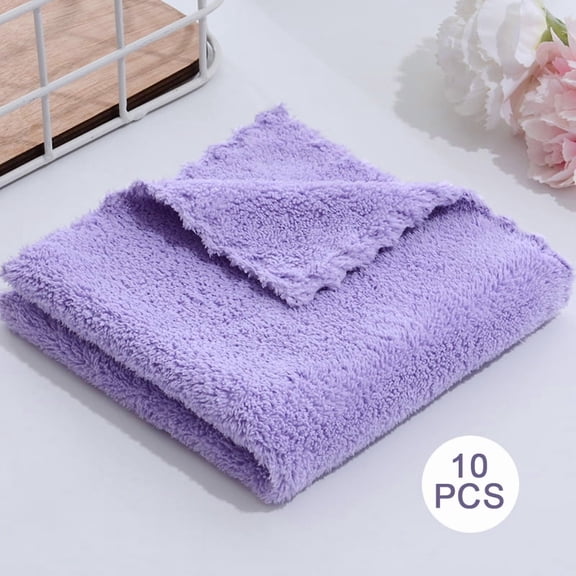 10Pcs Thickened Microfiber High-density Coral Fleece Towel Quick Dry Clean Face Soft Absorbent Towel