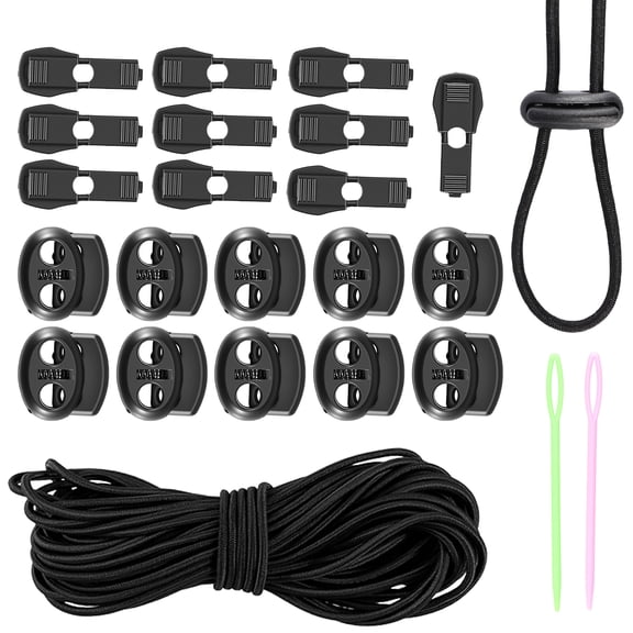 10Pcs Cord Lock Spring Toggle with 10 m Elastic Rope for Clothing Shoelace