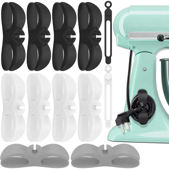 10Pcs Cord Organizer Kit for Appliances Silicone Cord Wrapper for Kitchen Appliance Small Kitchen Appliances Cord Holder Adhesive Cord Holder Keeper for Mixer Coffee Maker Pressure Cook
